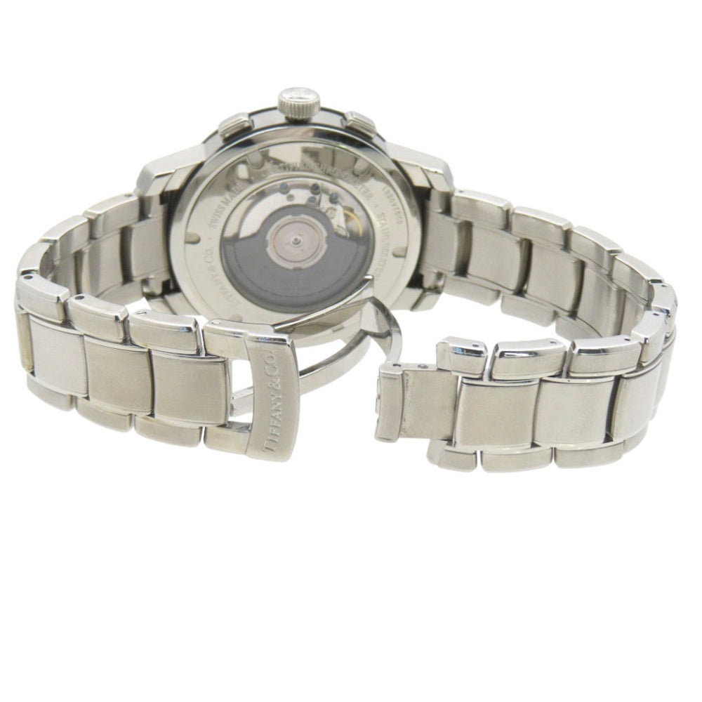 Tiffany & Co. T-57 Chronograph Watch with See-Through Back, Automatic, Stainless Steel, Gray, 0201, TIFFANY Co., Men's — Good