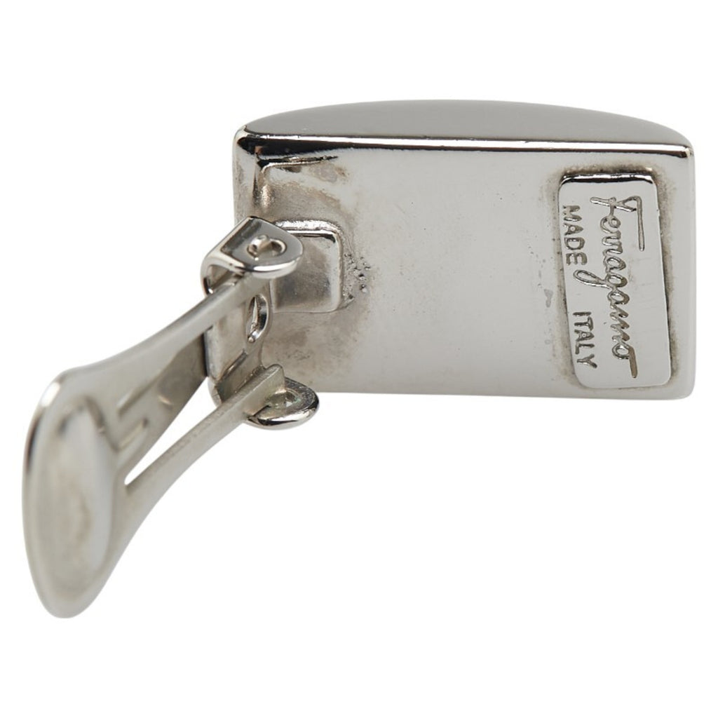 Salvatore Ferragamo logo earrings in silver metal for women.