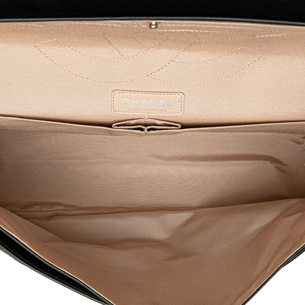 CHANEL 2.55 Unlimited Double Flap Chain Shoulder Bag Handbag Black Leather Women's