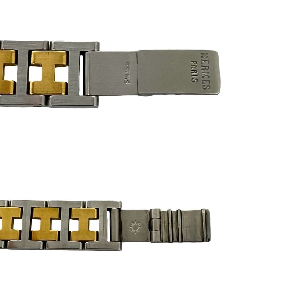 HERMES Pullman Stainless Steel GP Quartz Wristwatch Gold Silver 25057 — Good