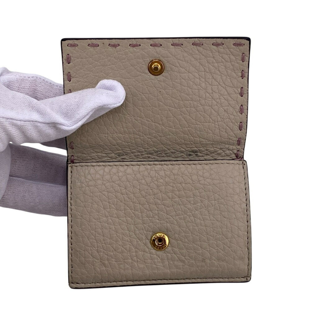 FENDI Selleria Compact Wallet, Tri-fold Beige, Women's