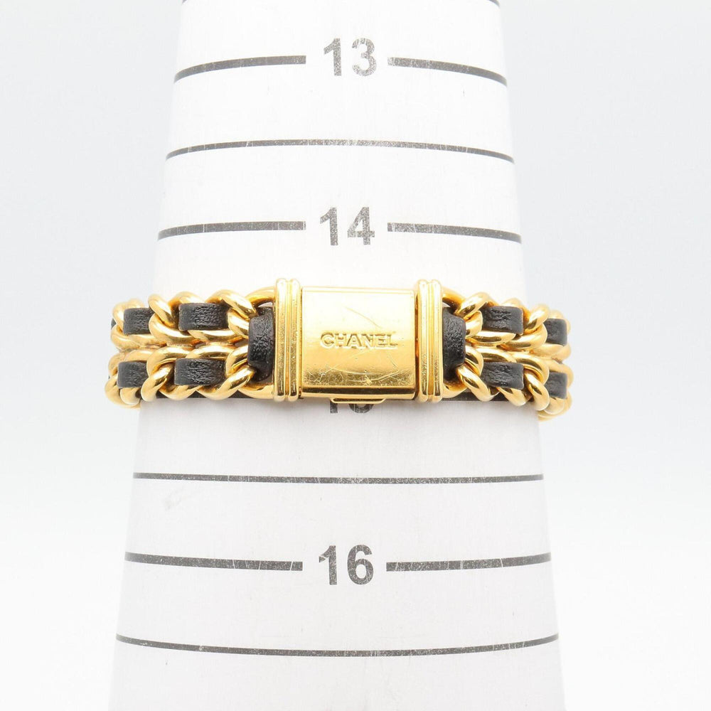 Chanel CHANEL Première M Wristwatch, Gold Plated (GP), Leather Strap, Women's, Black, H0001 — Very Good