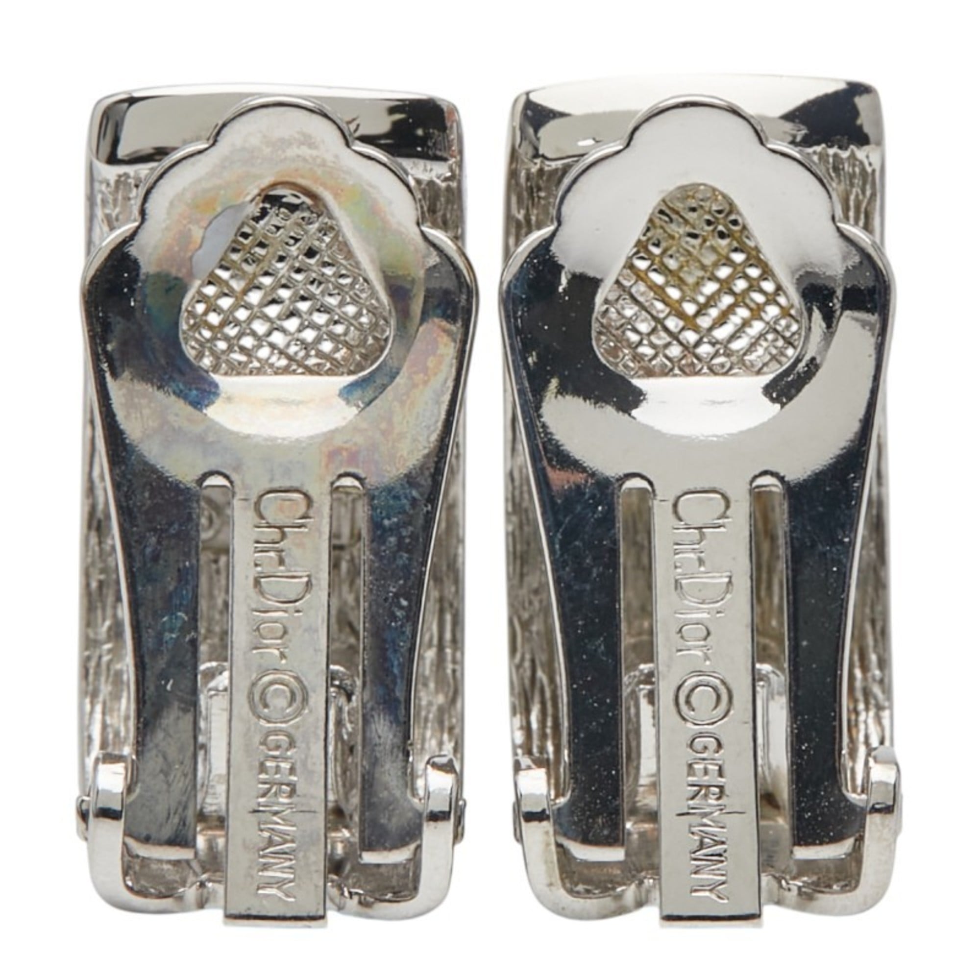 Christian Dior Dior logo earrings in silver metal for women.