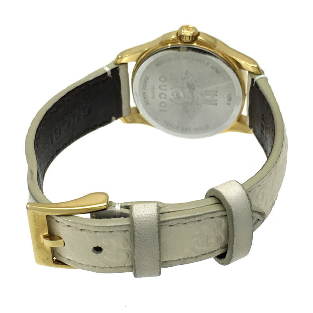 Gucci G Timeless Ladies Watch YA126580 126.5 Gold Plated White Shima Dial — Good