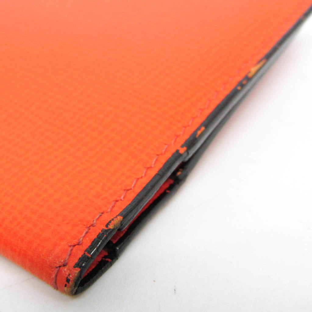 Valextra Vertical 12 Card V8L21 Men,Women Leather Long Bill Wallet (bi-fold) Orange