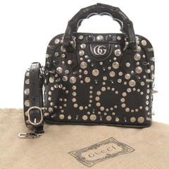 Gucci Diana Bamboo Studs 715775 Leather Black 2-Way Handbag Shoulder Bag 1103GUCCI — Like New