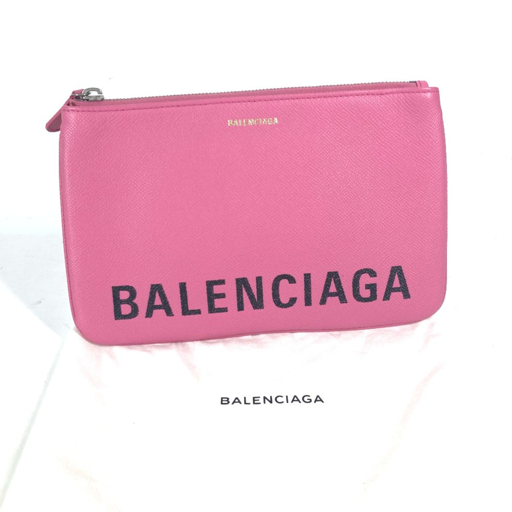 Balenciaga 545773 logo pouch bag Clutch bag pink Black — Like New