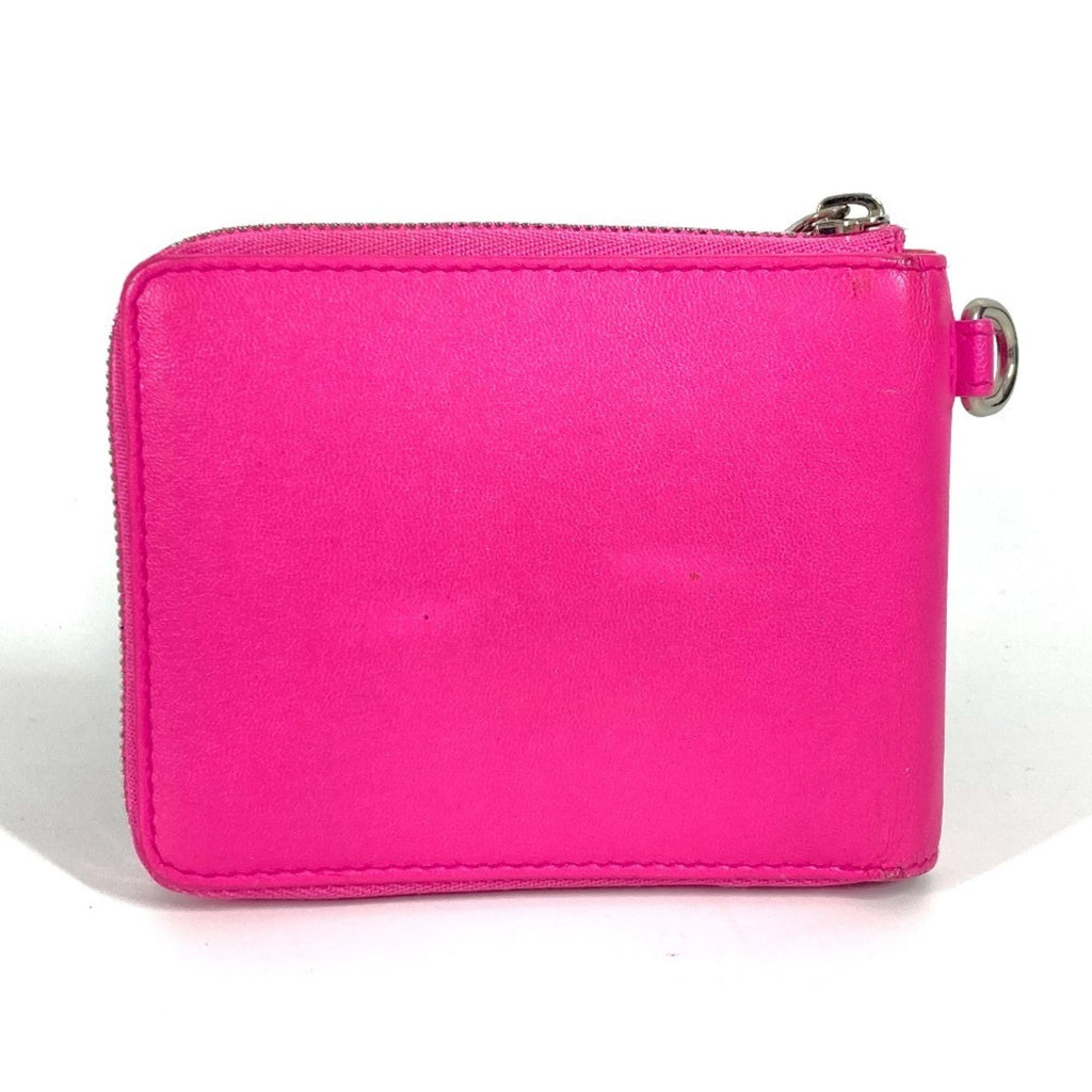 BALENCIAGA 659224 Compact Wallet with Logo Strap, Round Zipper, Bi-Fold Wallet, Leather, Women's, Pink