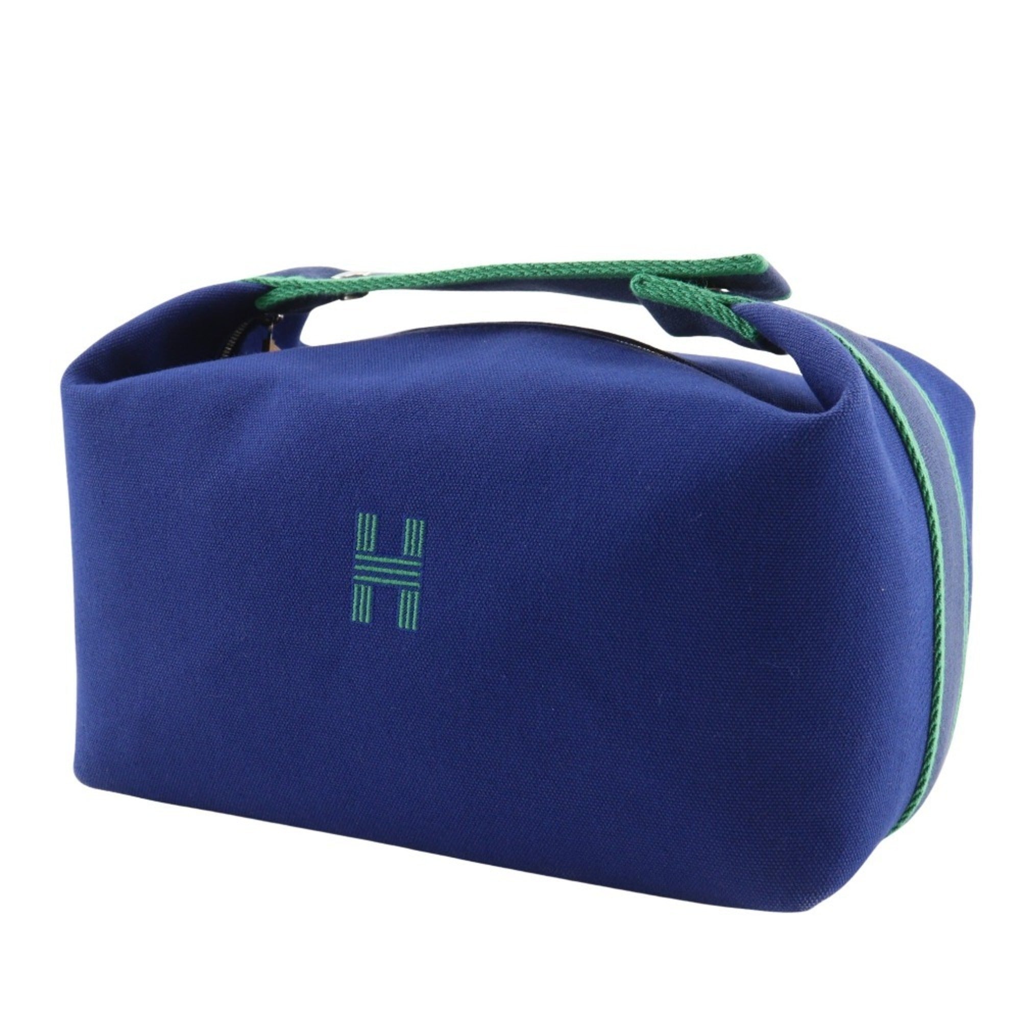 Hermes Hermès BRIDE A BLACK GM handbag in bluemarine and green canvas with zipper. Unisex — New - Store Return