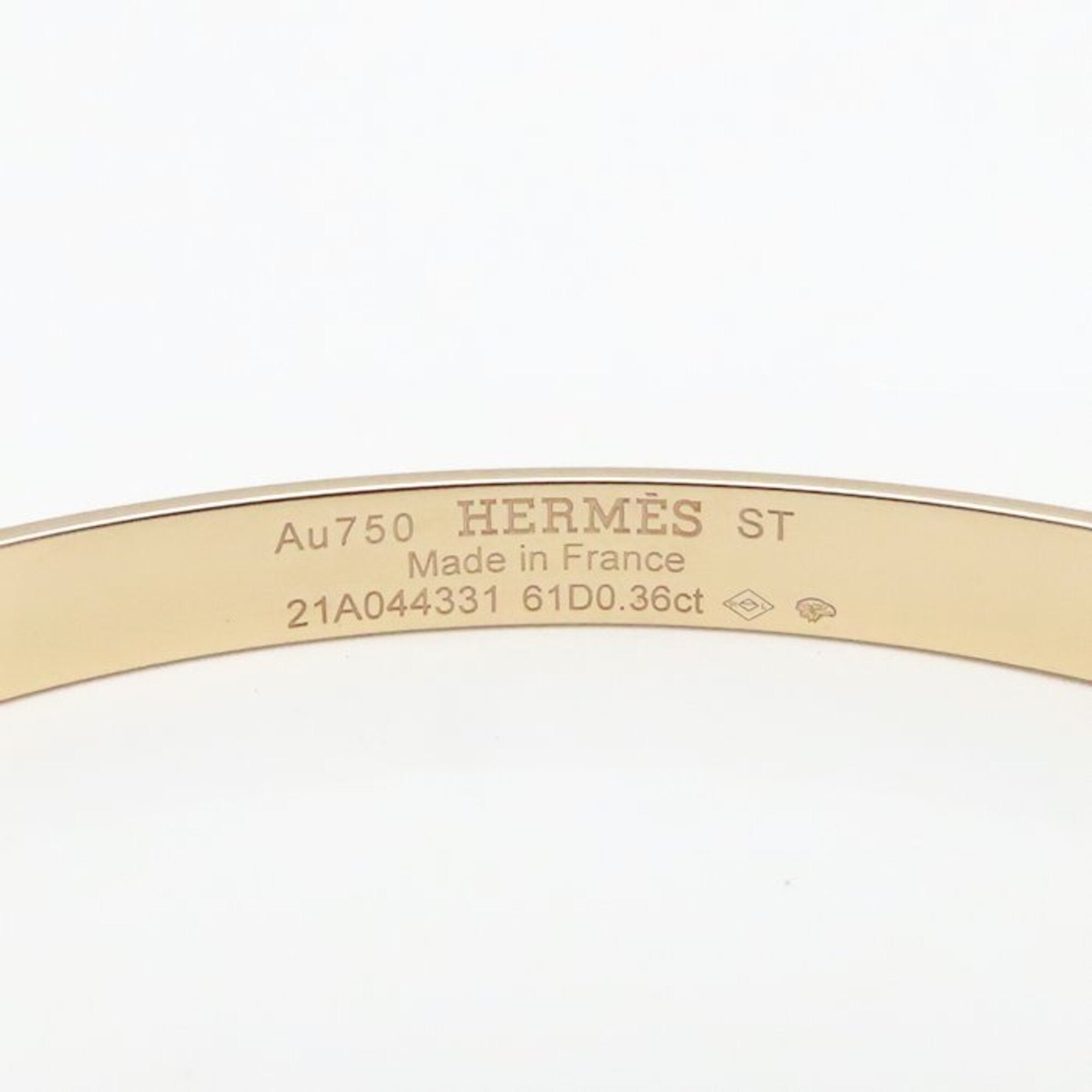HERMES Kelly PM Bangle with Diamonds, 18K Pink Gold, Women's, H110013B00SH 295306 — Like New