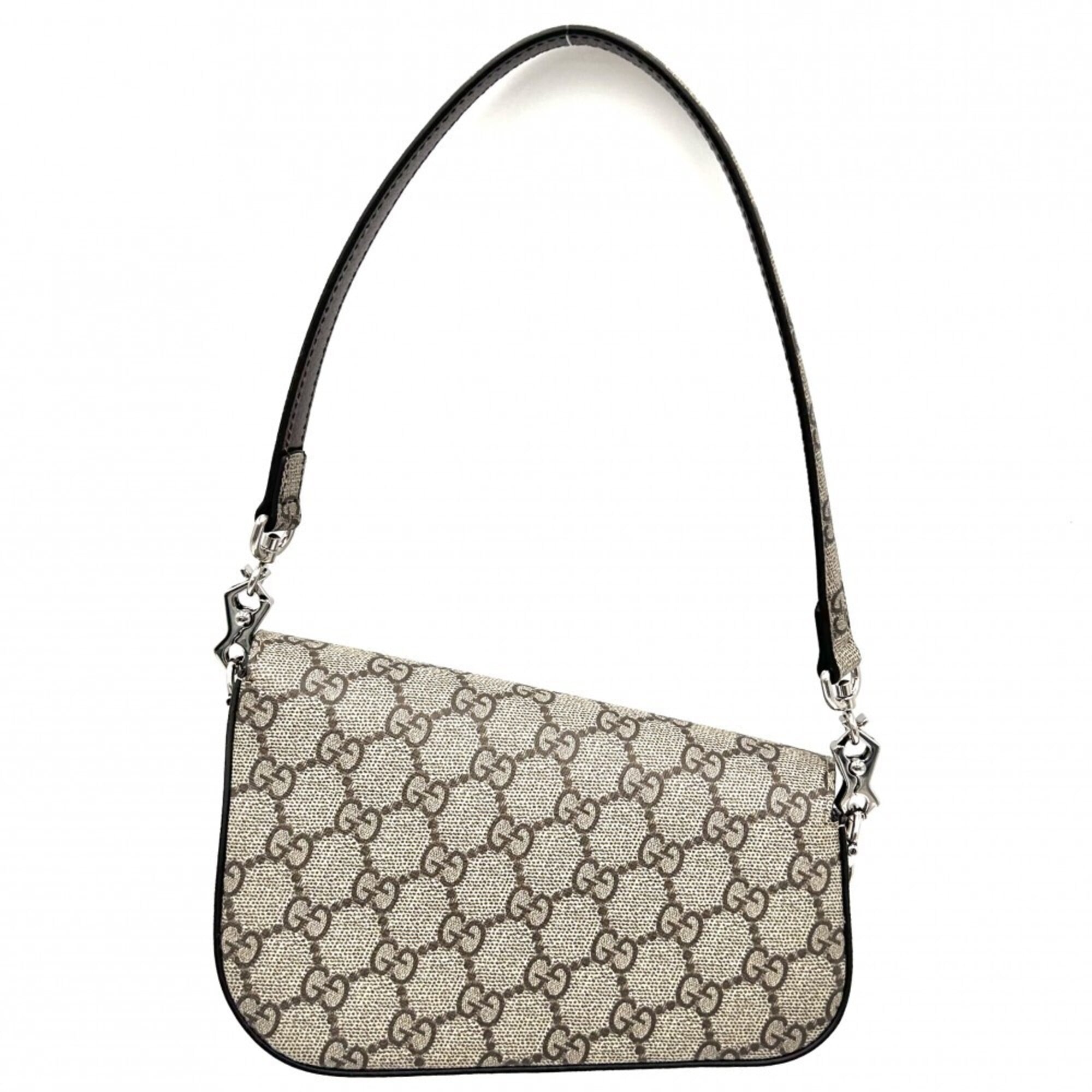 Gucci Women's Horsebit 1955 Shoulder Bag Mini Handbag Crossbody GUCCI 774209 GG Supreme Canvas Leather Beige Silver Hardware — Like New