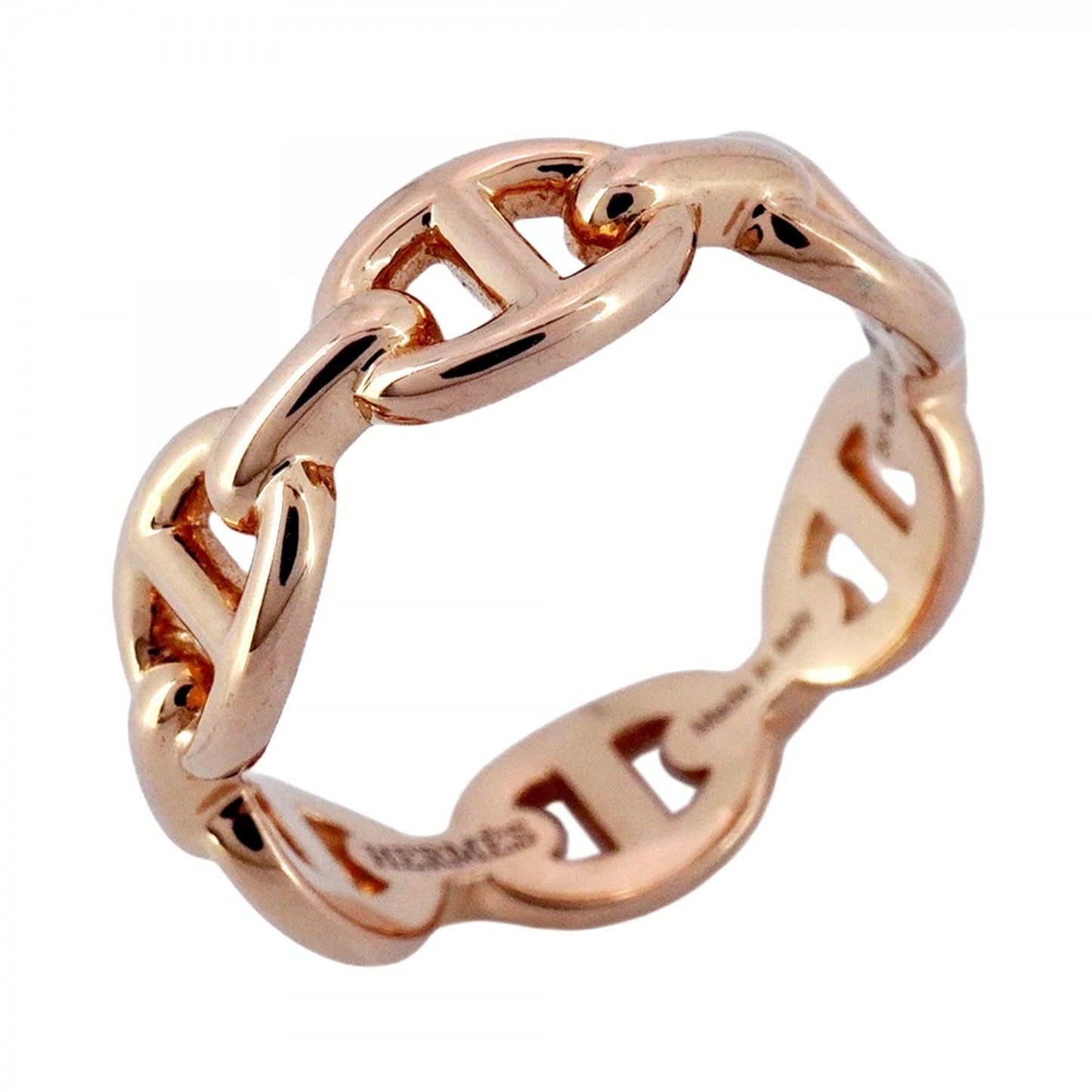 Hermes Hermès Enchaine Chaine d'Ancre Ring, 18KPG Pink Gold, #50, Women's