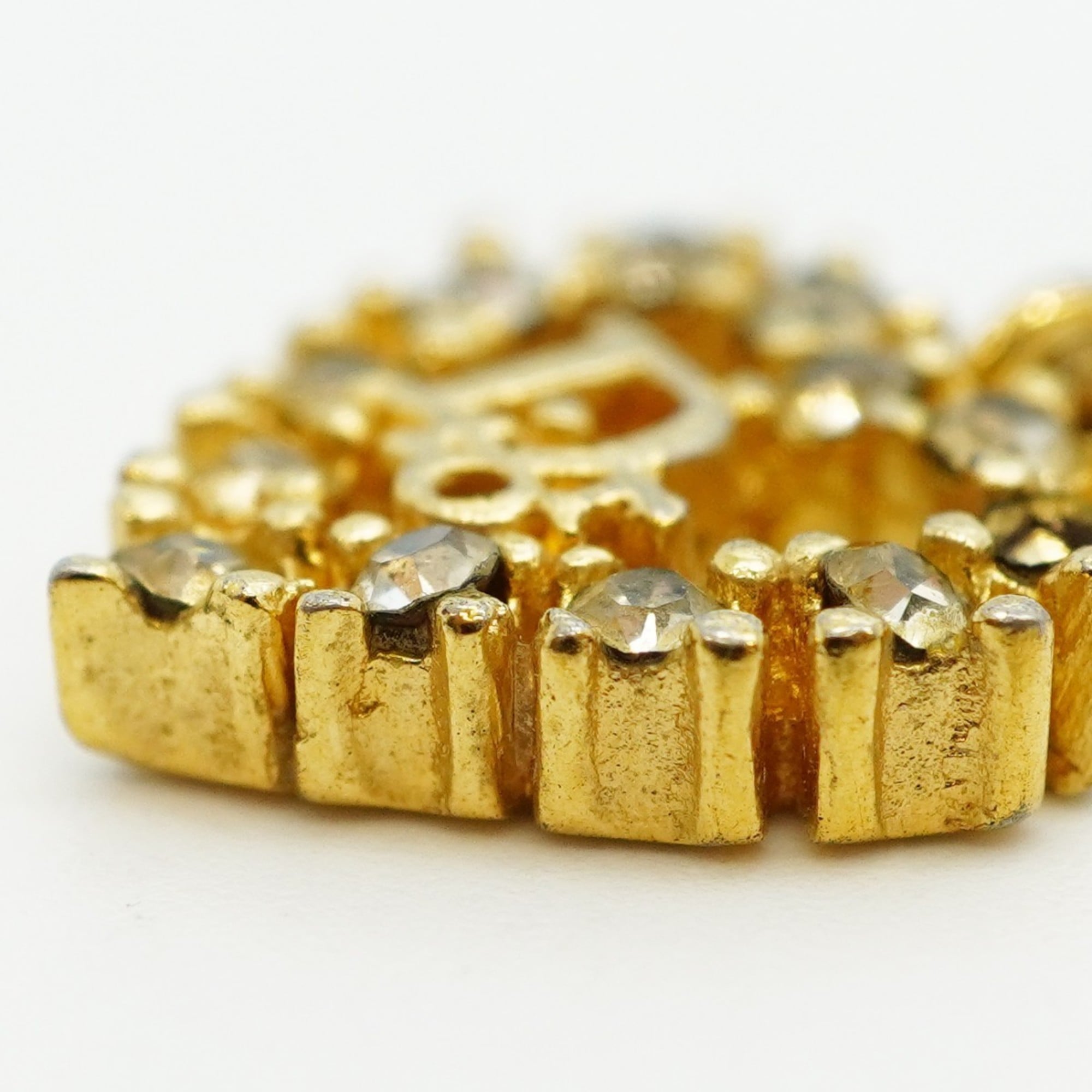 Christian Dior necklace with heart motif, gold plated rhinestones, for women.