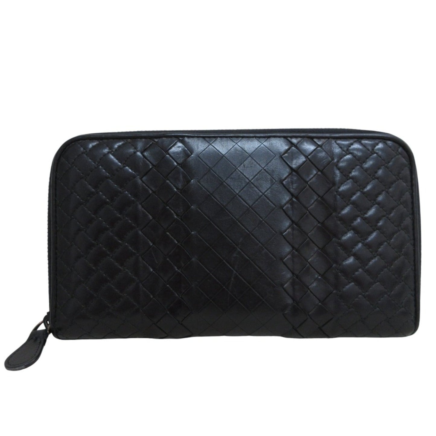 BOTTEGA VENETA Intrecciato Leather Round Zip Long Wallet in Black for Men and Women