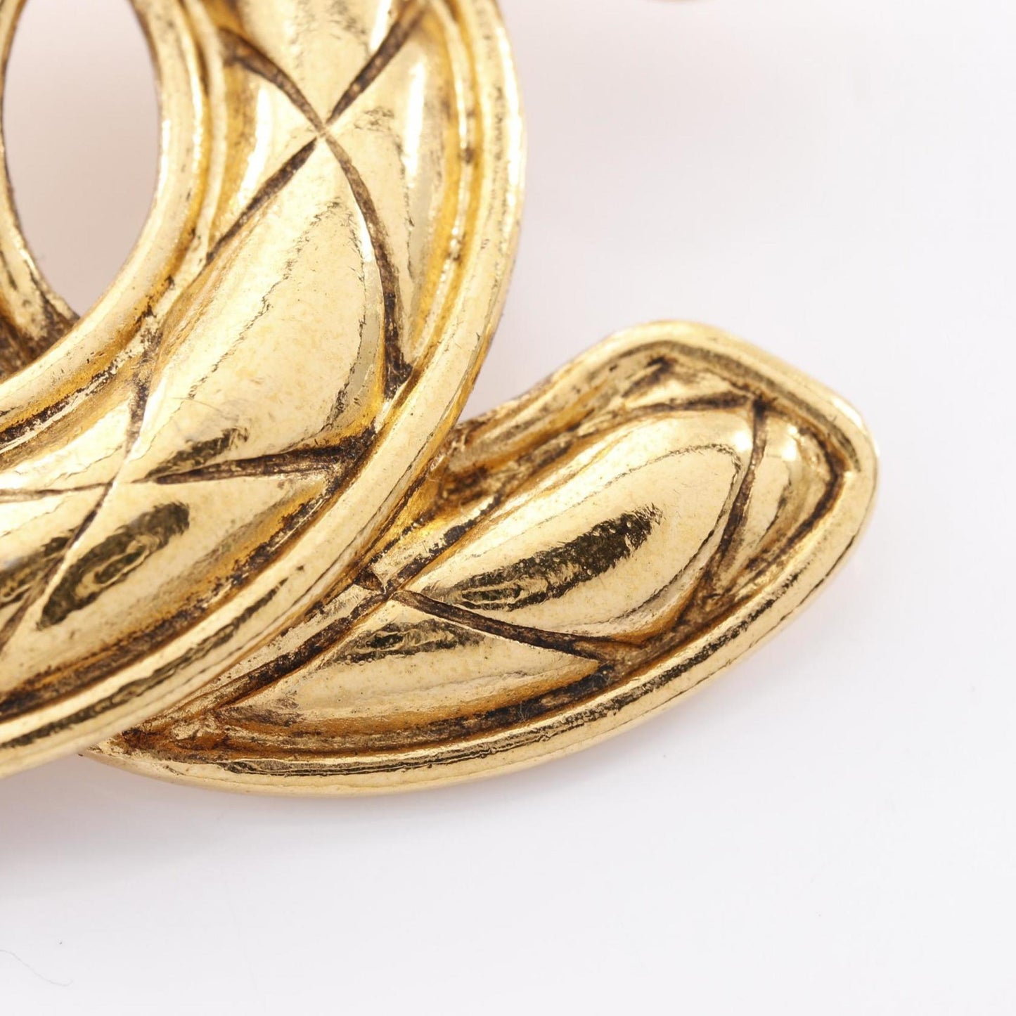 CHANEL Coco Mark Matelasse Brooch Accessory GP (Gold Plated) Women's Gold