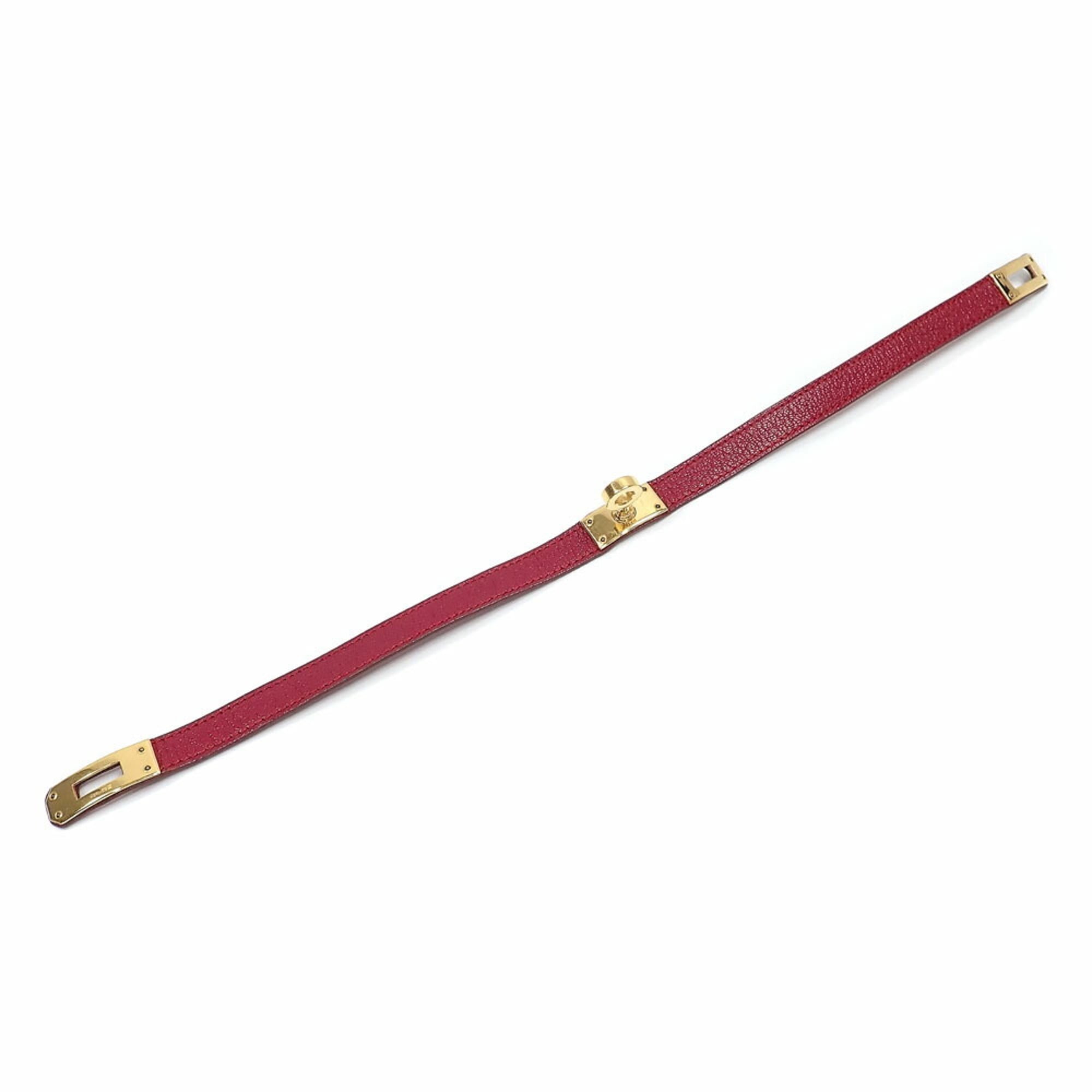 Hermes Hermès Kelly Double Tour Bracelet, Women's, Epsom GP Red Leather Bracelet