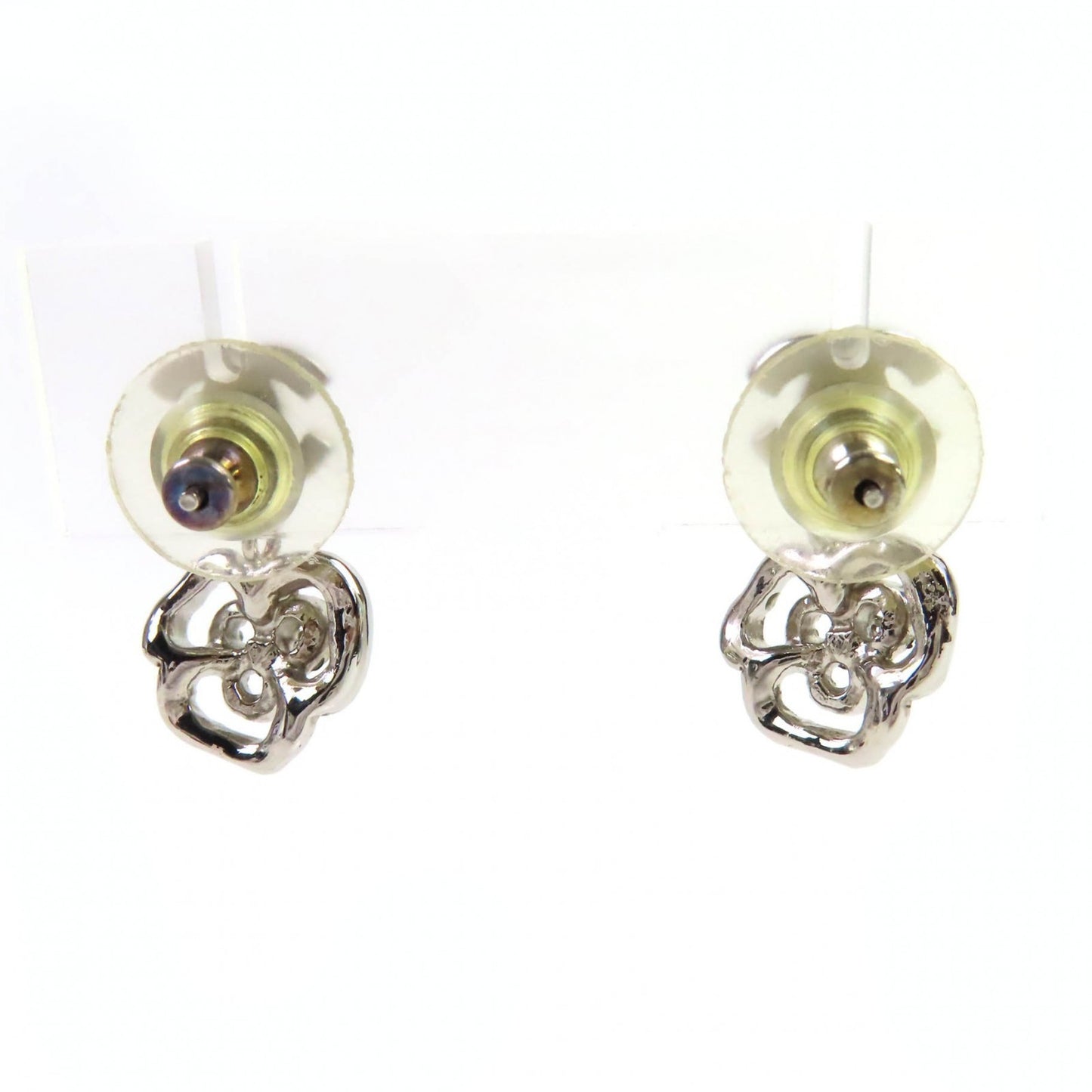 CHANEL 07A Coco Mark Camellia Swing Earrings (Binaural) Silver with Box, Made in Italy, Women's, Cute and Stylish