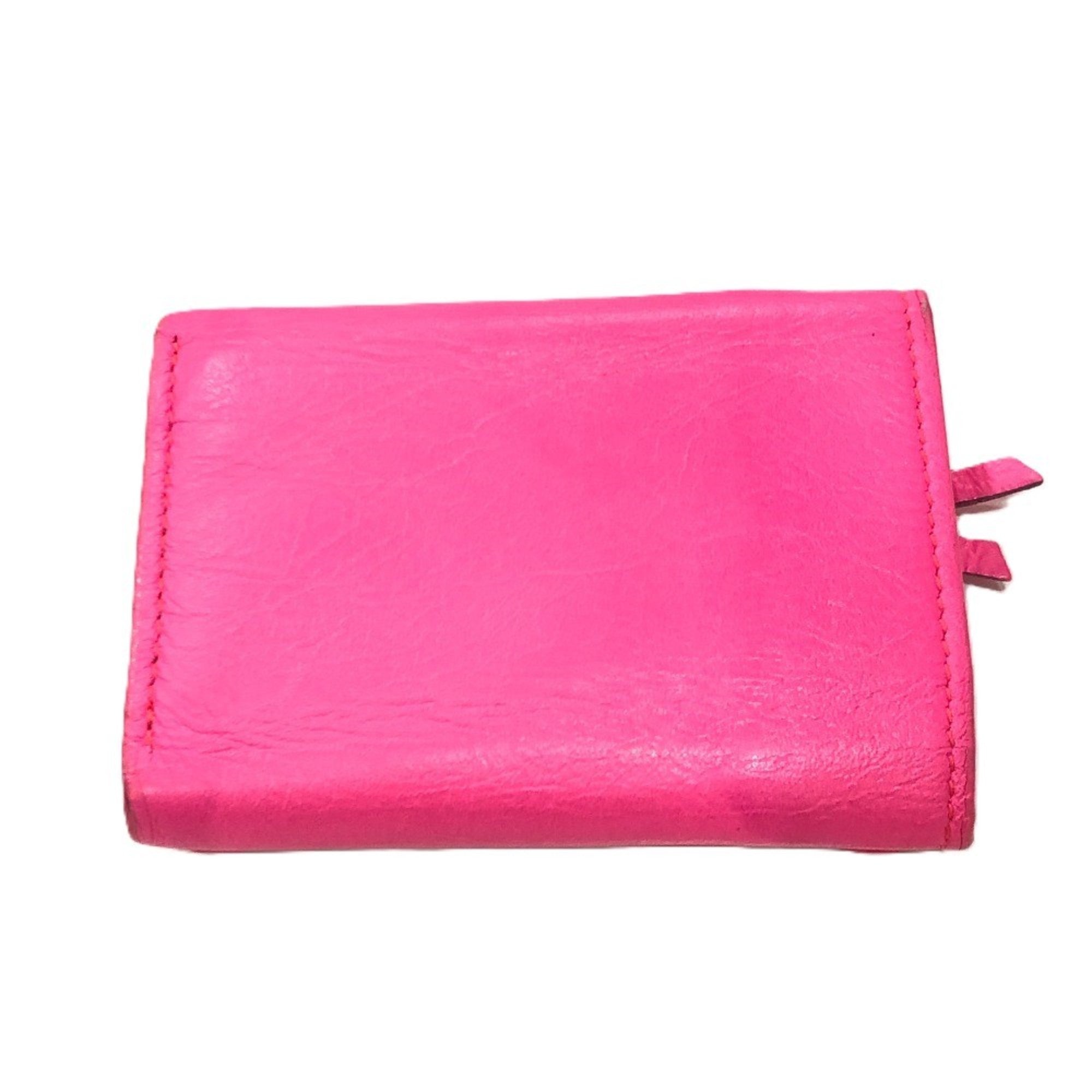 BALENCIAGA 203437 Classic Compact Wallet Tri-fold Leather Women's Pink