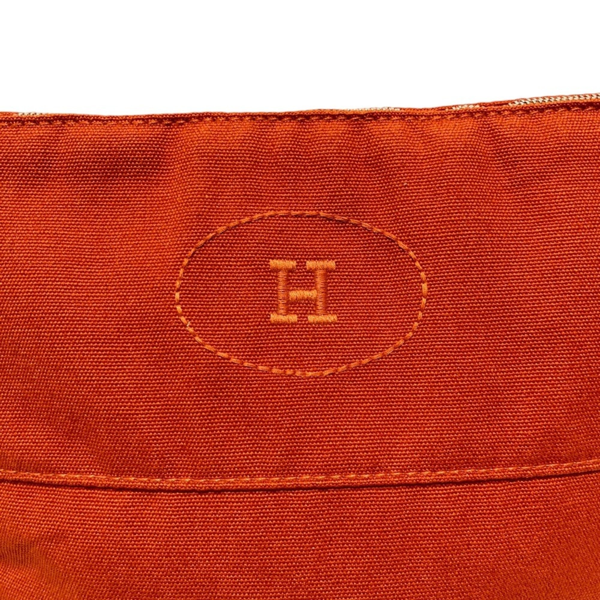 HERMES Bolide 31 Canvas Pouch, Orange, Women's — Like New