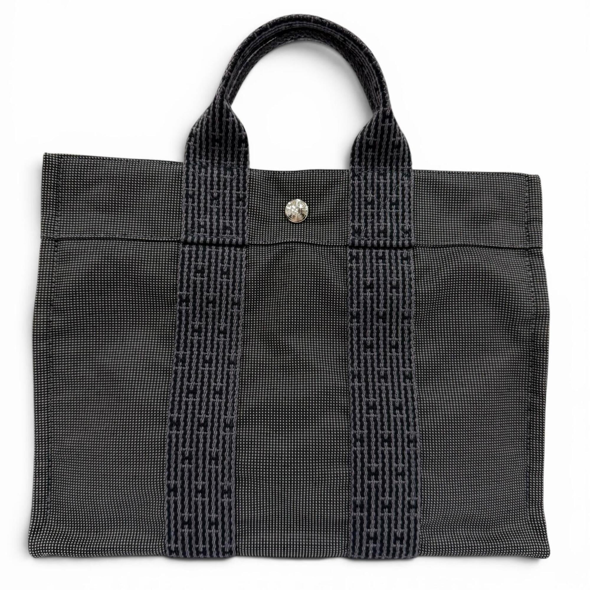 HERMES Hermes Herline PM Silver Hardware Sellier Canvas Tote Bag Handbag Gray Made in France Women's — Like New