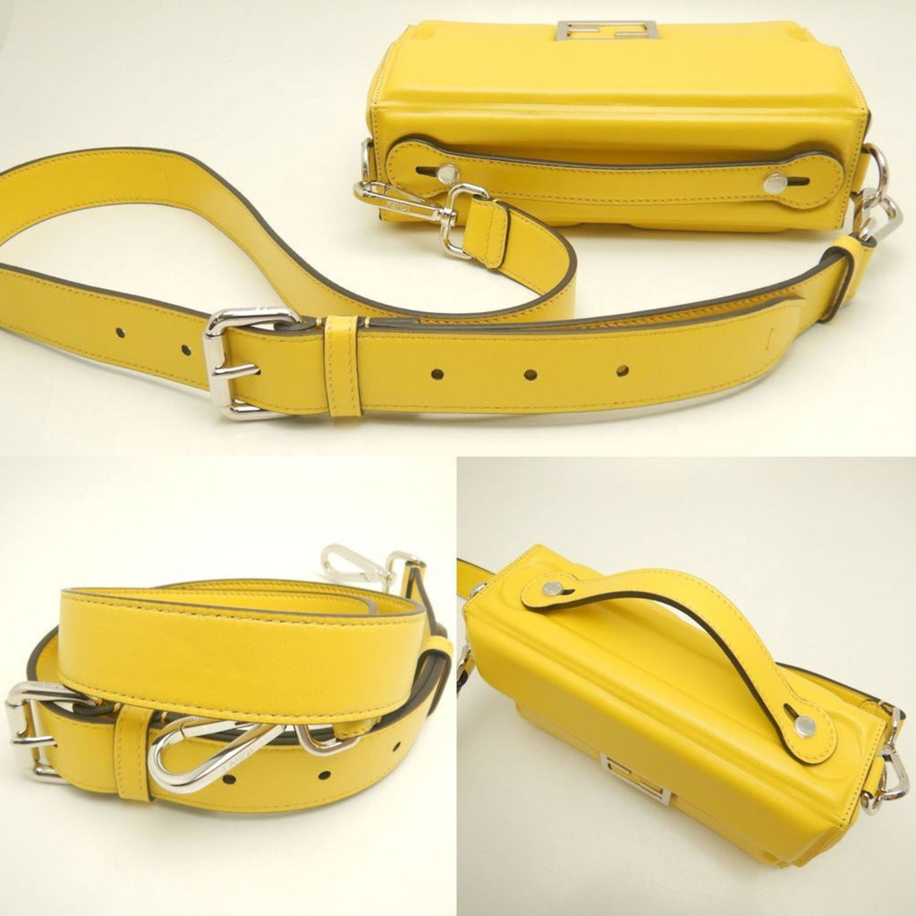 FENDI Bucket Soft Trunk 7VA565 Shoulder Bag in Yellow Leather, Women's, 253059