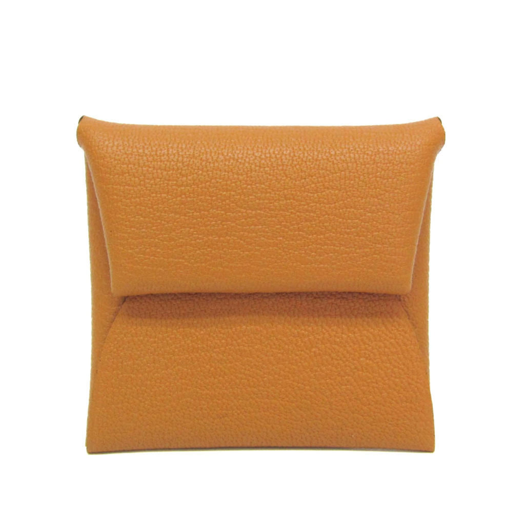 Hermes Bastia Women,Men Chevre Leather Coin Purse/coin Case Brown