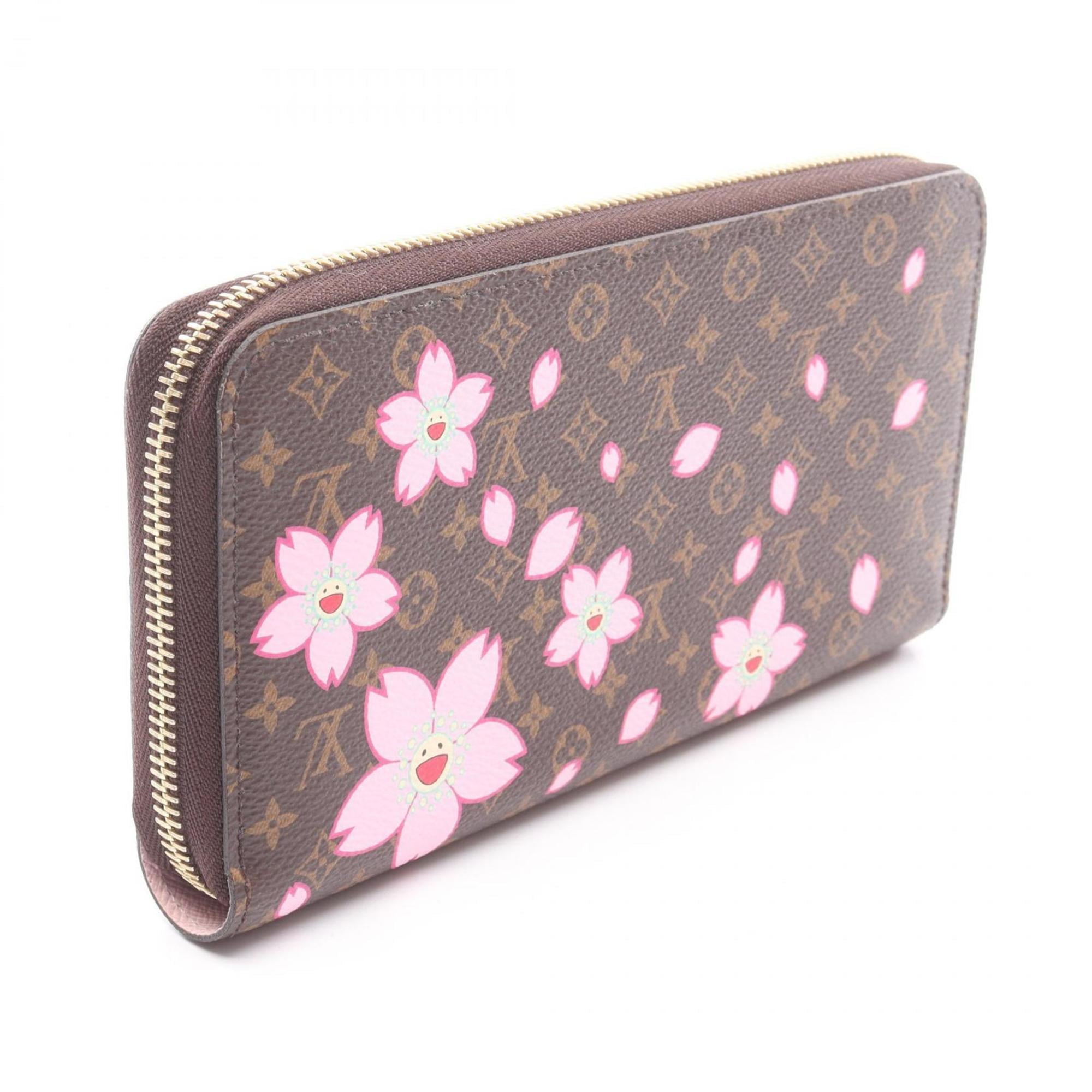 Louis Vuitton LV x TM Zippy Wallet, Round Long Canvas, Monogram Cherry Blossom, Women's, Brown, M13433