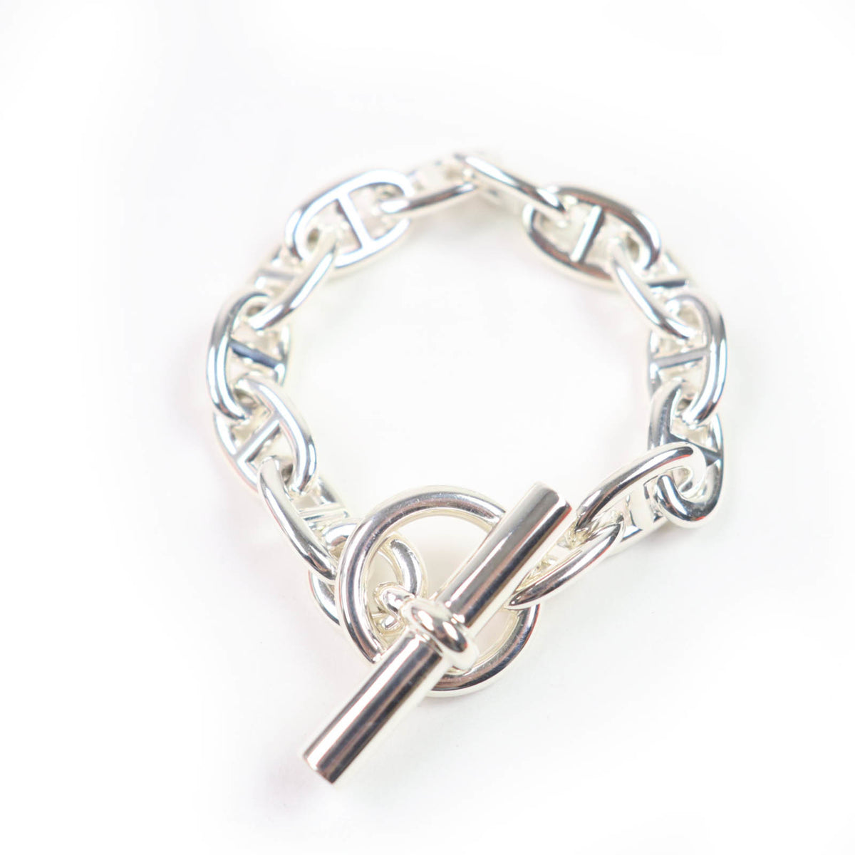 HERMES 2024 Chaine d'Ancre MM AG925 13-link bangle bracelet in silver, with box and case, weighs 49.8g, for women — Like New