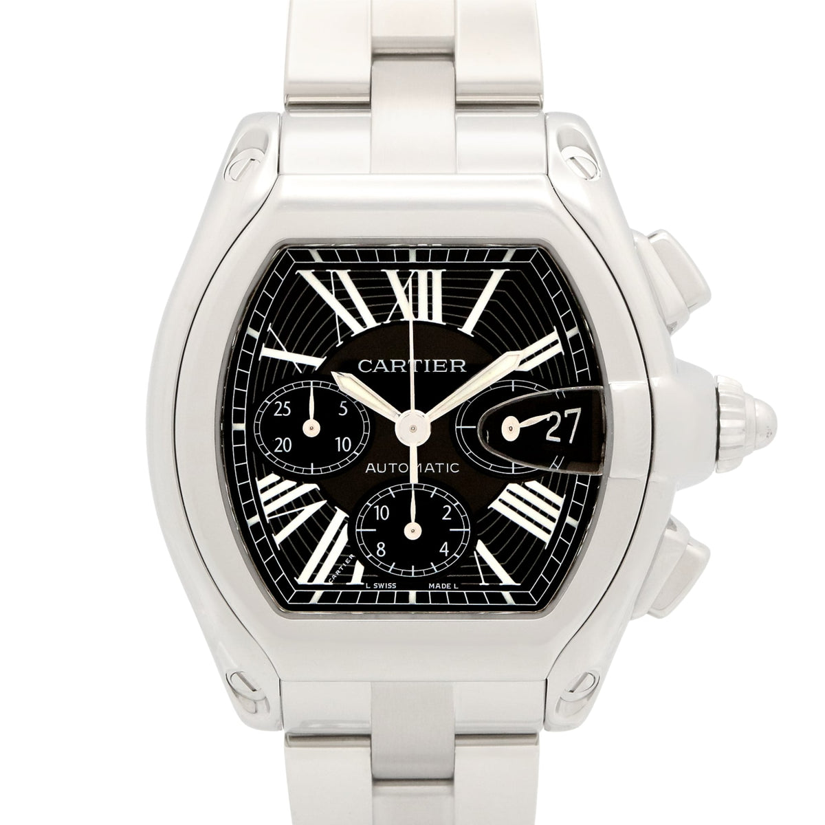 Cartier Roadster Chronograph XL Watch, Stainless Steel, Men's, Black (W62020X6) — Very Good