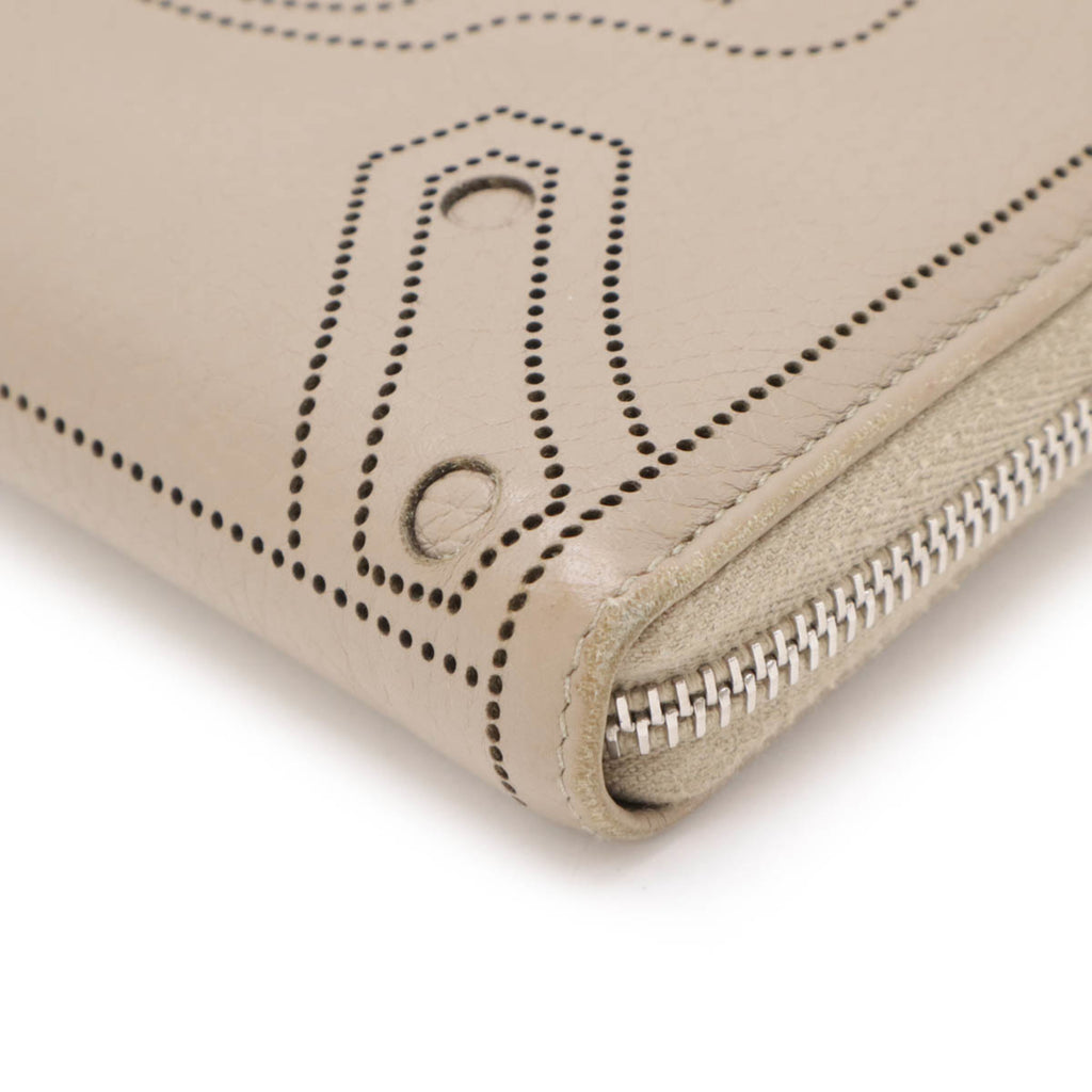 BALENCIAGA Classic Continental Zip Around Punching Round Long Wallet Leather Greige 443521