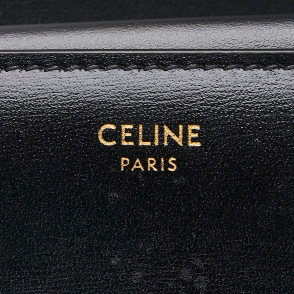 Celine Triomphe Tri-fold Wallet Black Leather Women's CELINE