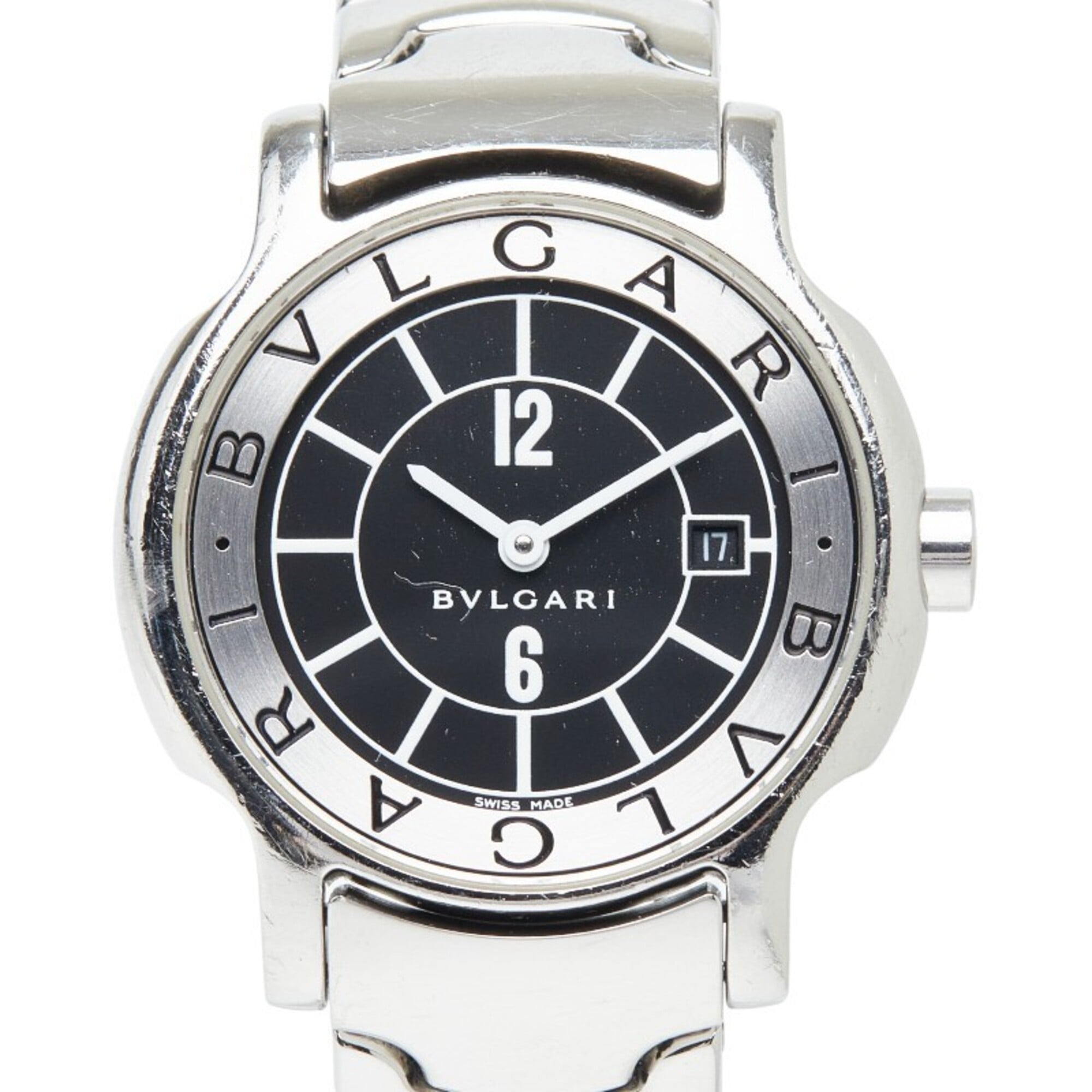 Bulgari Solotempo ST29S Quartz Watch, Black Dial, Stainless Steel, Women's, BVLGARI — Good