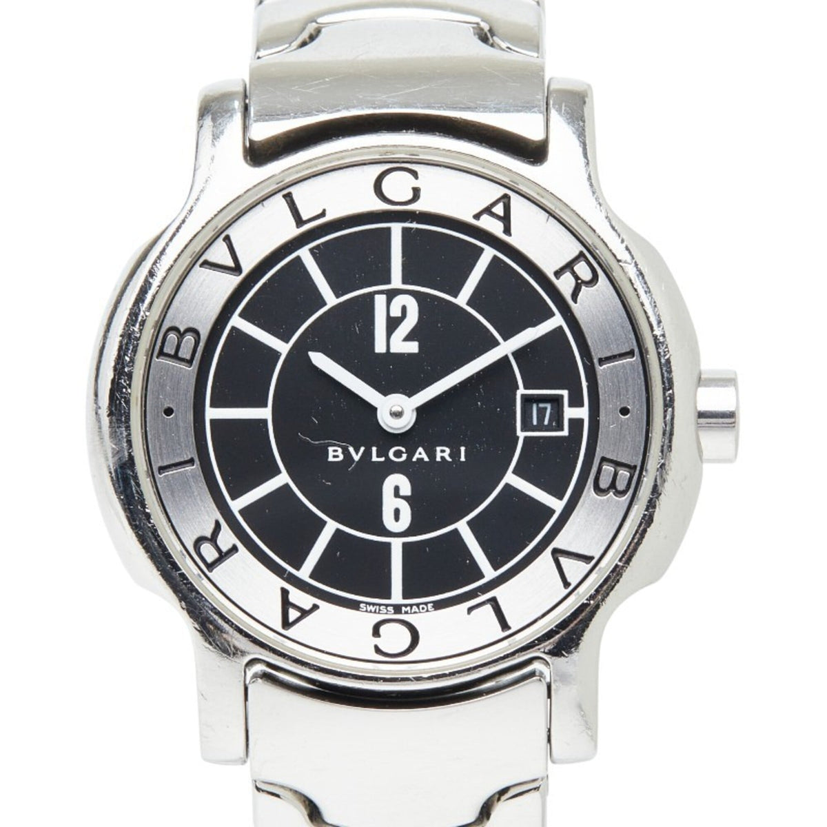 Bulgari Solotempo ST29S Quartz Watch, Black Dial, Stainless Steel, Women's, BVLGARI — Good