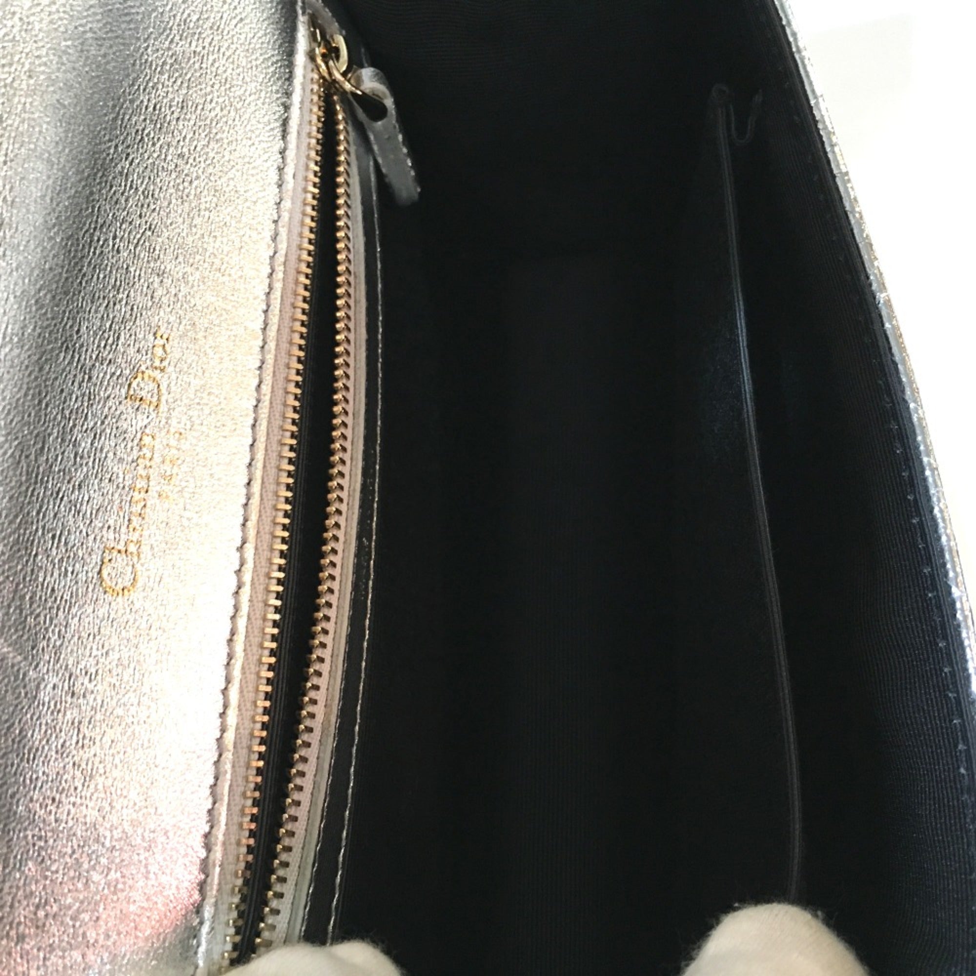 CHRISTIAN DIOR Small flap bag Bag Chain Shoulder Shoulder Bag Silver GoldHardware — Like New