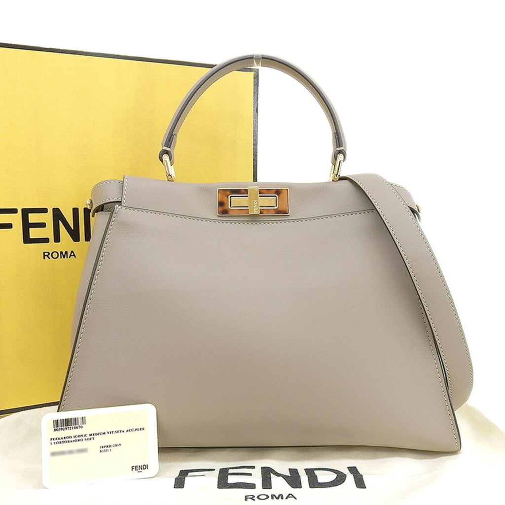 Fendi Peekaboo Medium 8BN290 3ZL F0E65 Bag, Beige Leather
