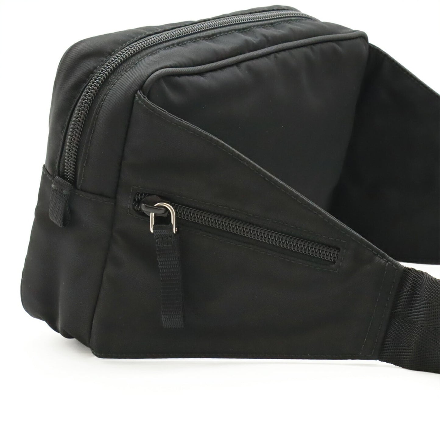 Prada Triangle Waist Pouch Bag, Black Nylon, Purchased at a Japanese Outlet, 2VL001