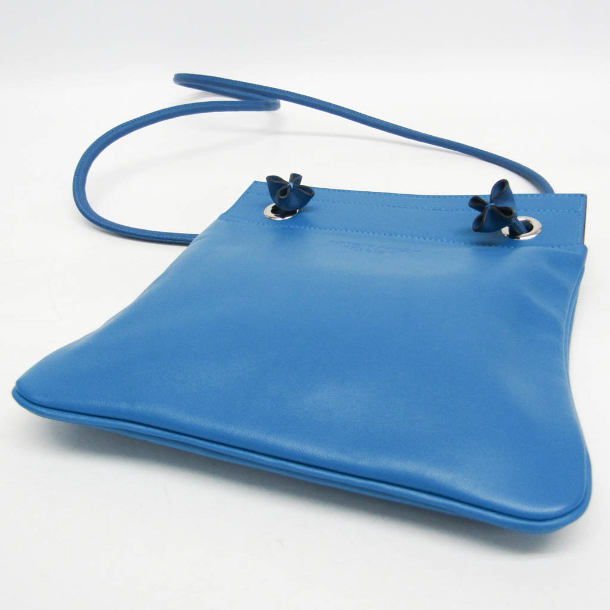 Hermes Aline Mini H082365CKAA Women's Agneau Milo,Swift Leather Shoulder Bag Blue — Like New