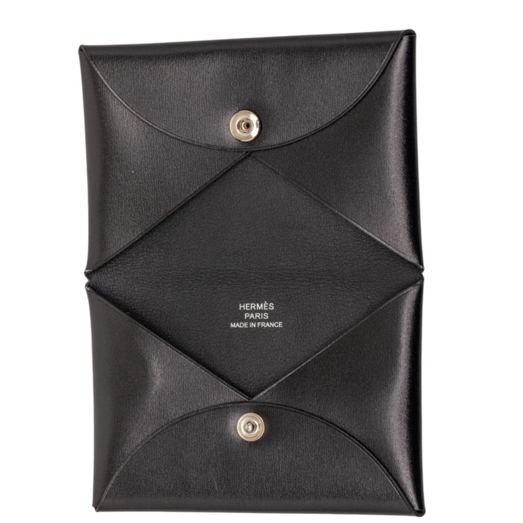 Hermès Calvi Wallet/Coin Purse Black Box Calf Leather Women's HERMES