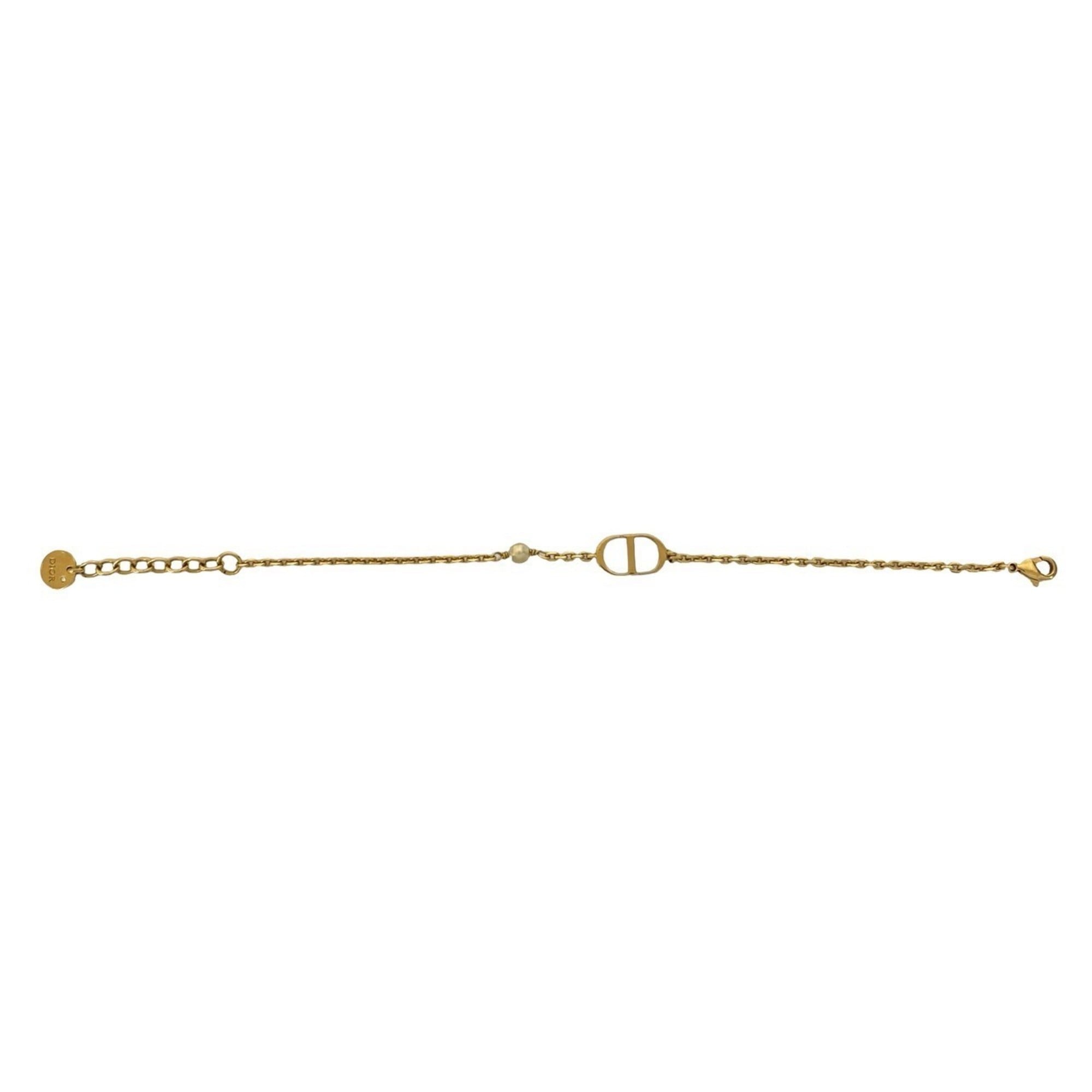Christian Dior CD GP Faux Pearl Chain Bracelet in Gold (1135b)