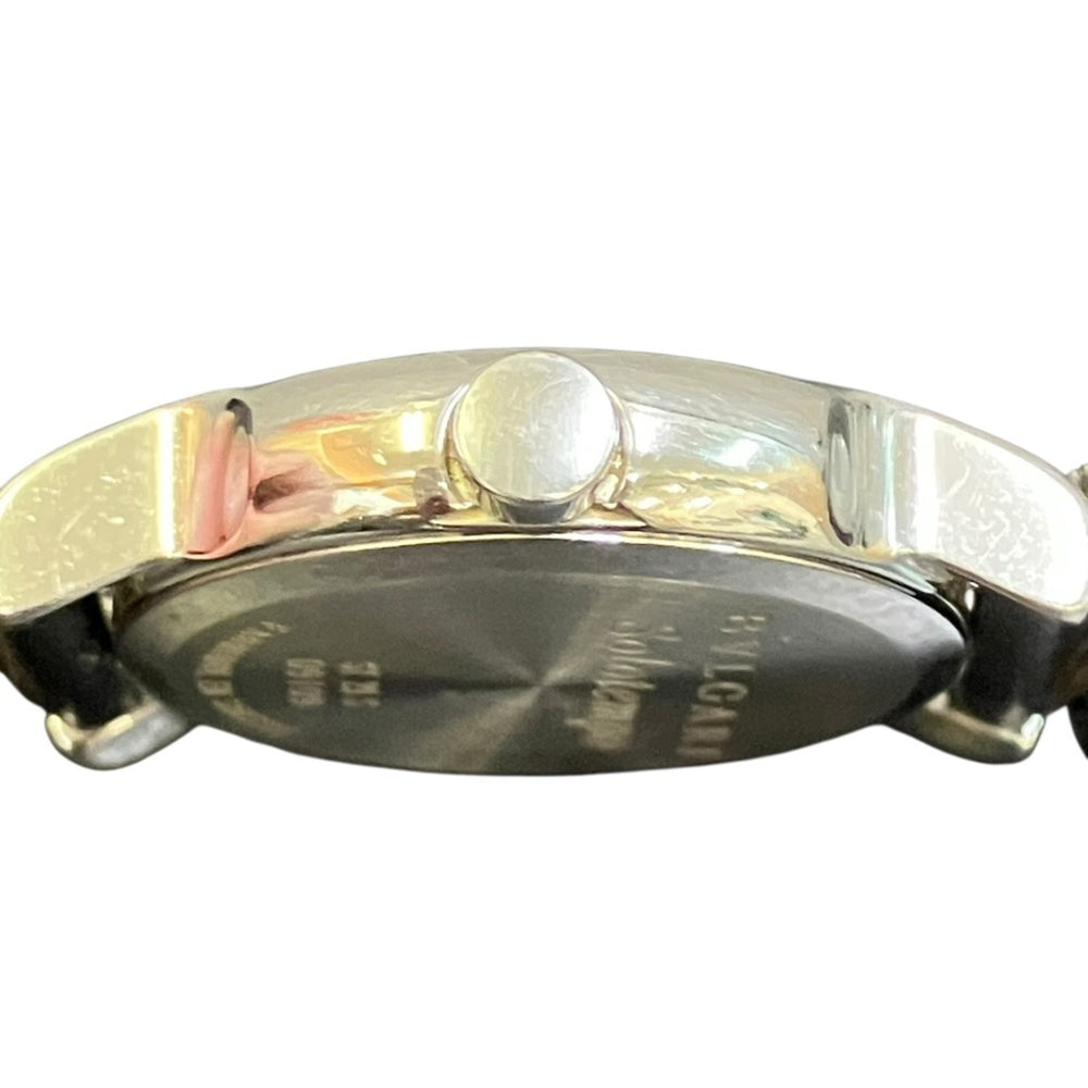 Bulgari BVLGARI Solo Tempo Watch, Total Weight 24.8g, Stainless Steel, Genuine Leather Strap, Quartz Movement, Black Dial, ST29S — Good