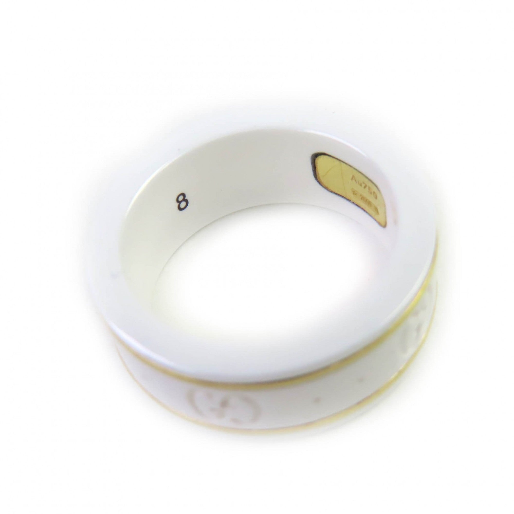 GUCCI Icon Ring, 18K White Gold, Ceramic, 4.5g, Made in Italy, Approx. Japanese Size, Includes Case, Women's — Like New