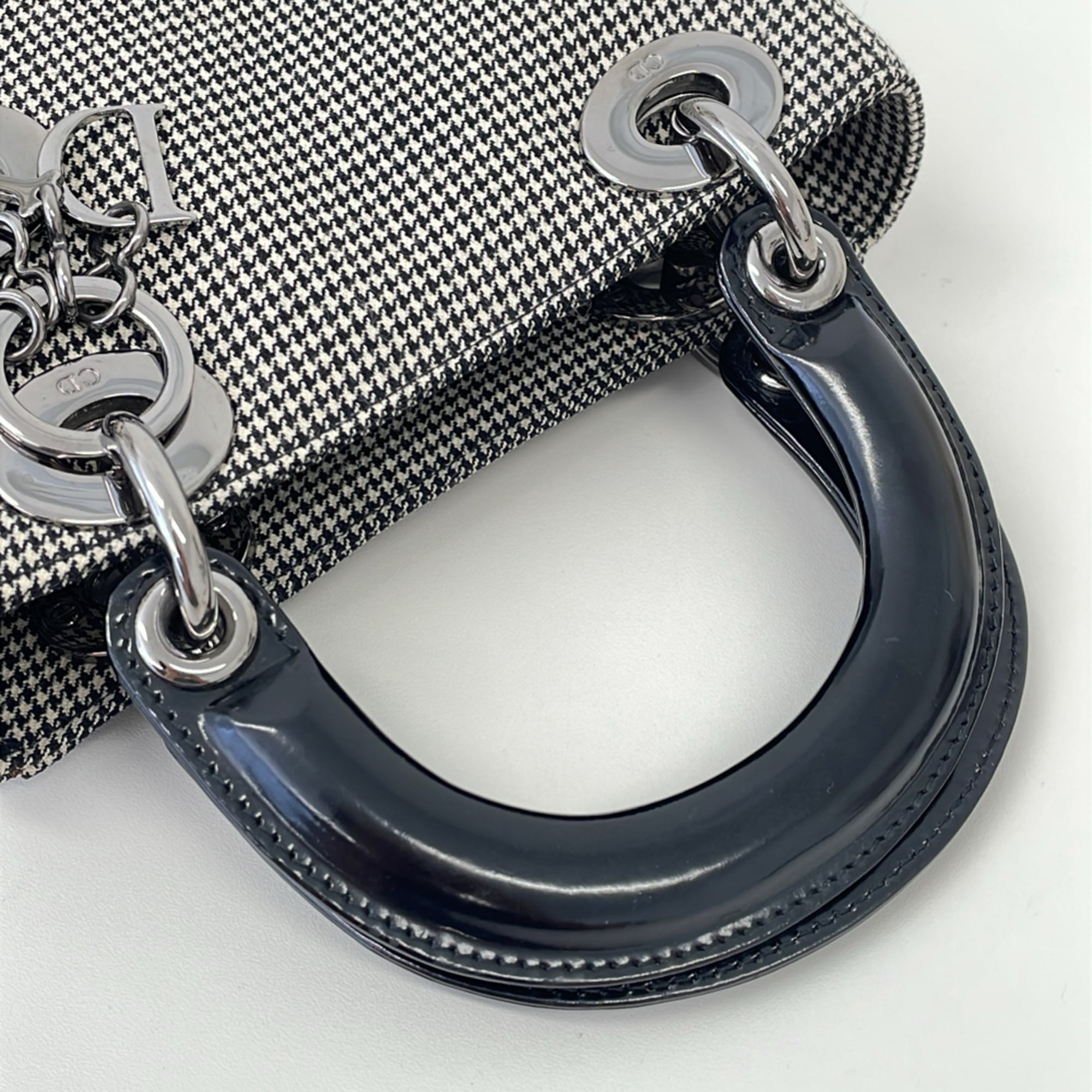 Christian Dior Lady Mini Houndstooth Shoulder Bag MA-0969 Gray Women's — Like New