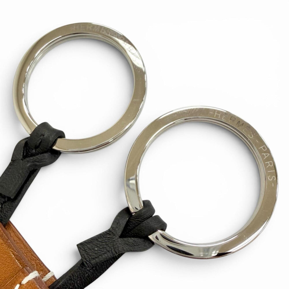 HERMES Hermes Clochette Buckle Long Necklace, Leather, Fauve Black, Silver Hardware, K Stamp, Current Model, Made in France, Men's, Comes with Box and Dust Bag — Like New