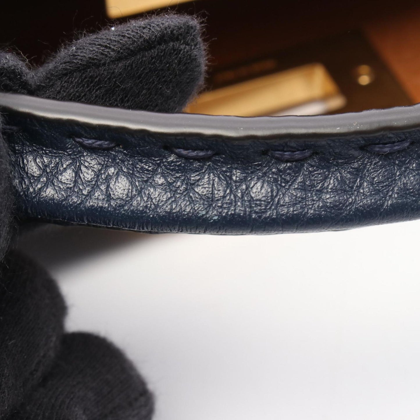 Fendi Peekaboo Essential Handbag, Leather, Women's, Navy, 8BN302