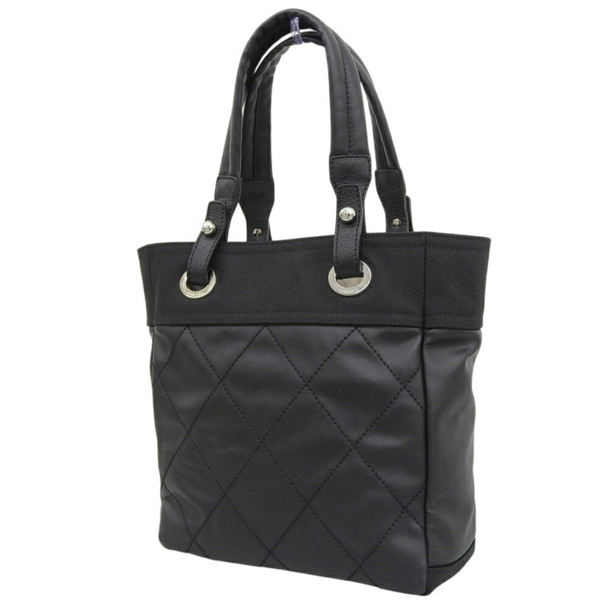 Like new CHANEL Paris-Biarritz PM A34208 with seal, 1 hand tote bag, coated canvas, black — Like New