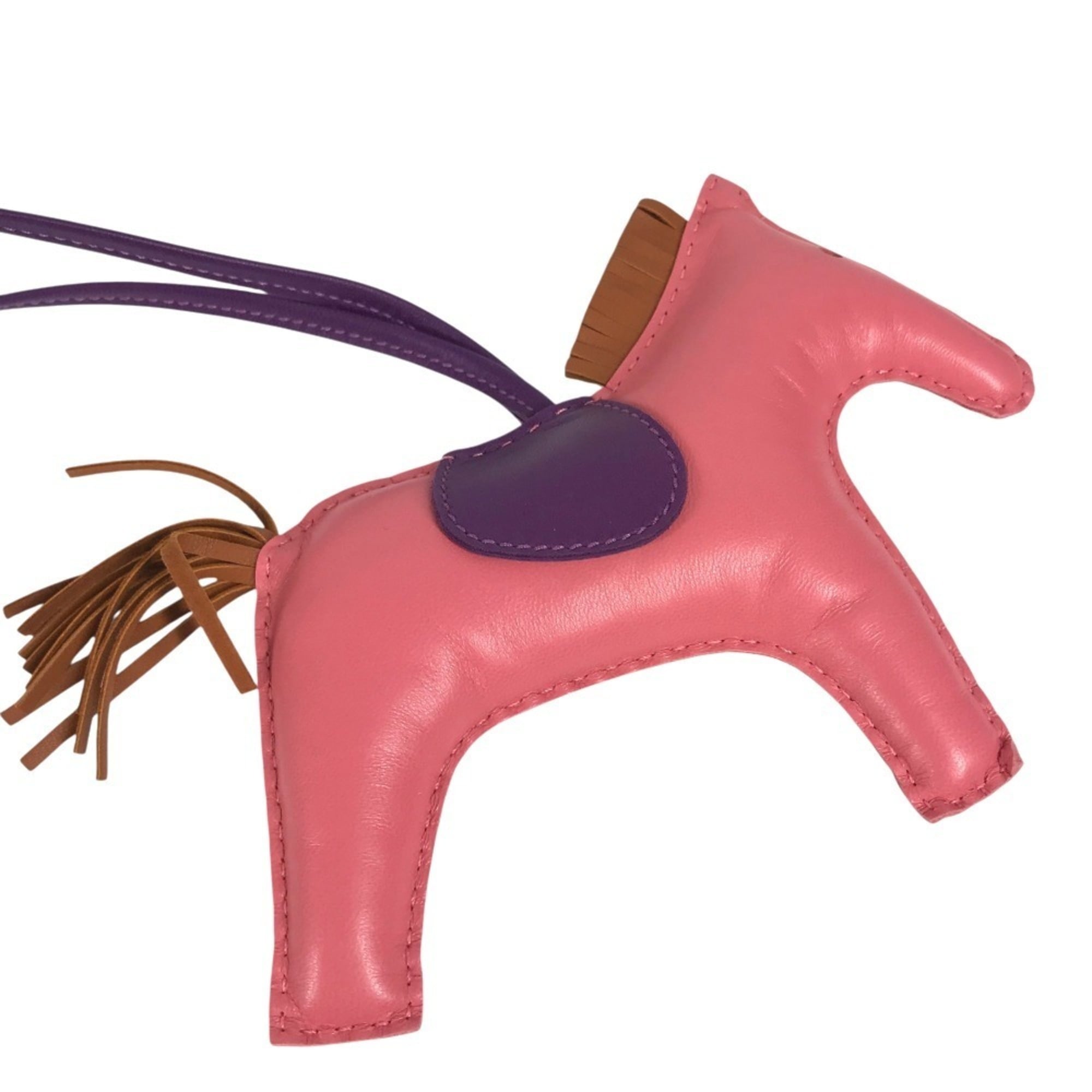 HERMES Rodeo GM Bag Charm, Horse Cheval Anjou Milo, Women's, Pink — Like New