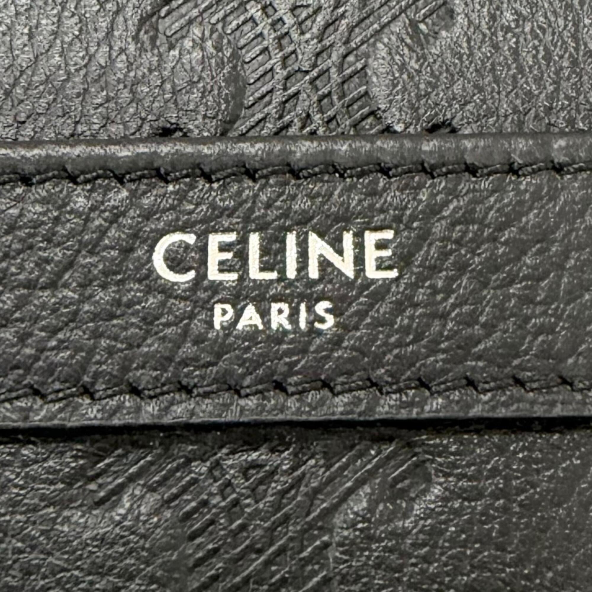 CELINE 117003FS3 Horizontal Messenger Leather Triomphe Medium Shoulder Bag Black Made in Italy Men's with Dust — Like New