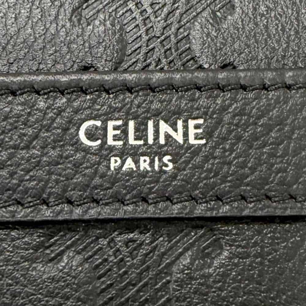 CELINE 117003FS3 Horizontal Messenger Leather Triomphe Medium Shoulder Bag Black Made in Italy Men's with Dust — Like New