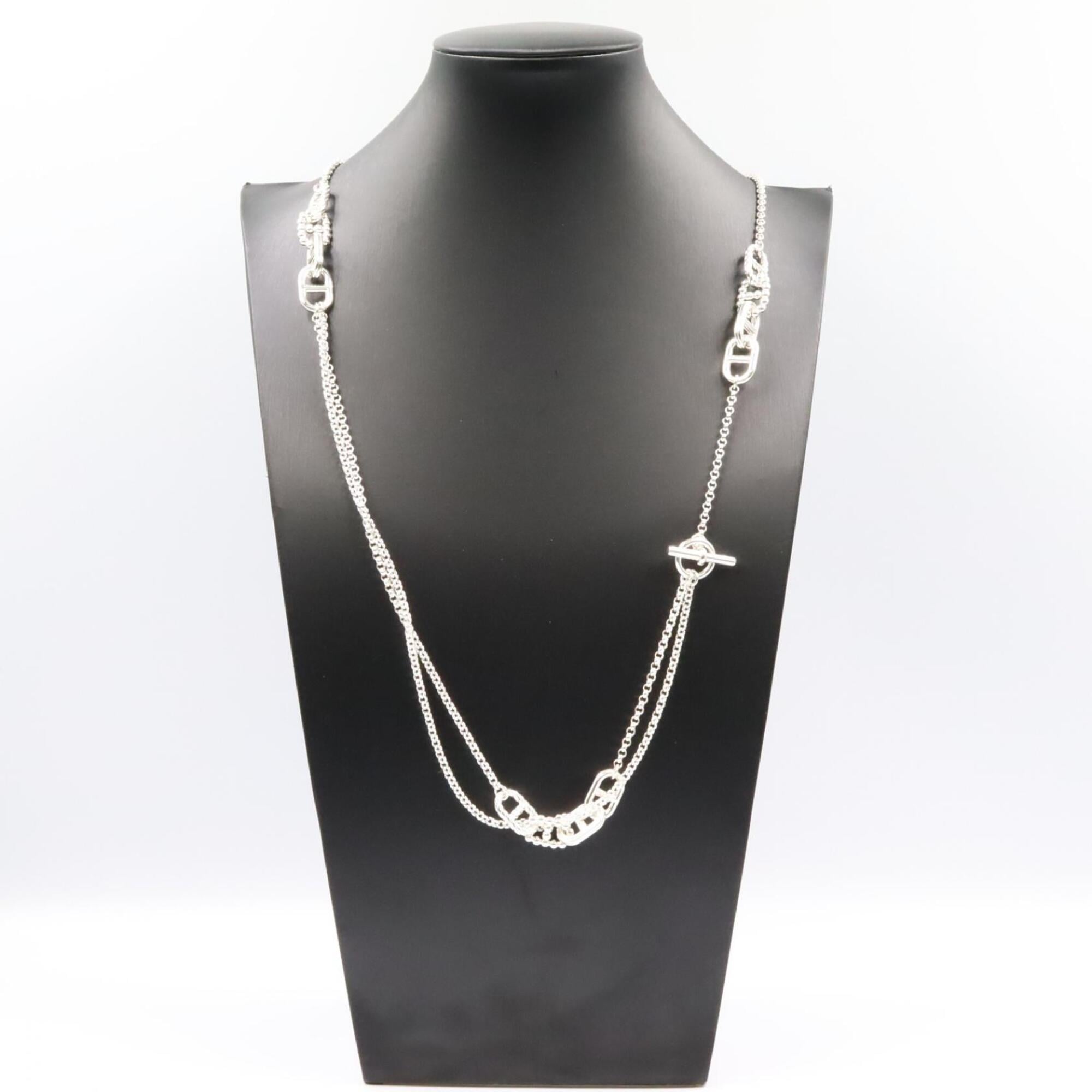 Hermes Chaine d'Ancre Area II Long Necklace, Sterling Silver 925, Women's Jewelry, Tone — New - Store Return