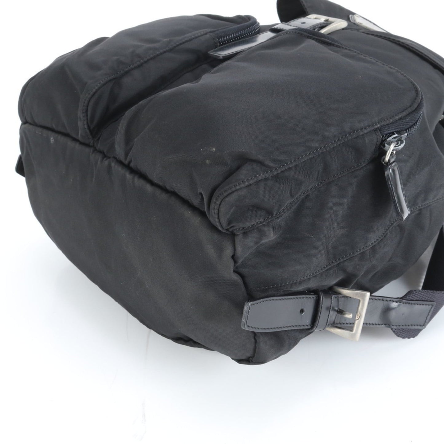 Prada Tessuto nylon triangle logo leather backpack for women